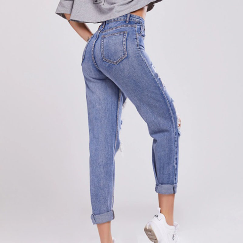 Custom Denim Pants Women Ripped Jeans (5)