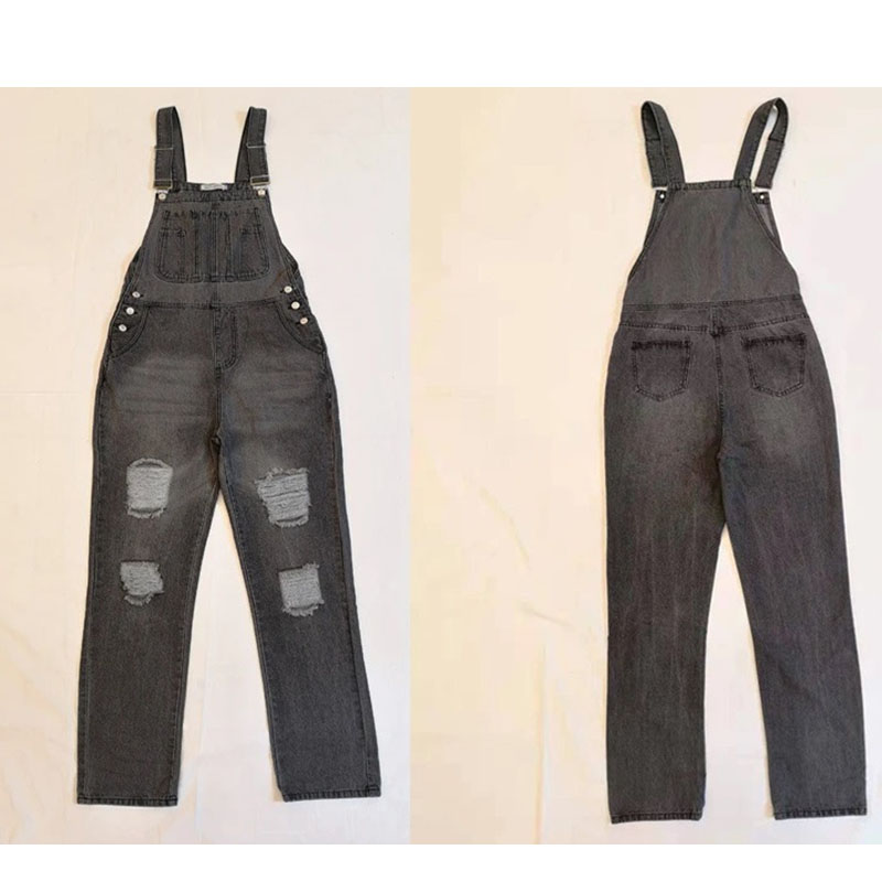 Denim Overalls Washed Simple Plus Size Ladies Jeans Suspenders (6)