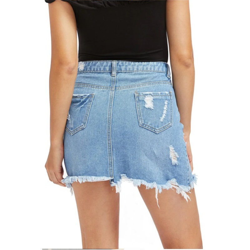 Hot Sale Sexy Ripped Denim Bag Hip Pencil Skirt (4)